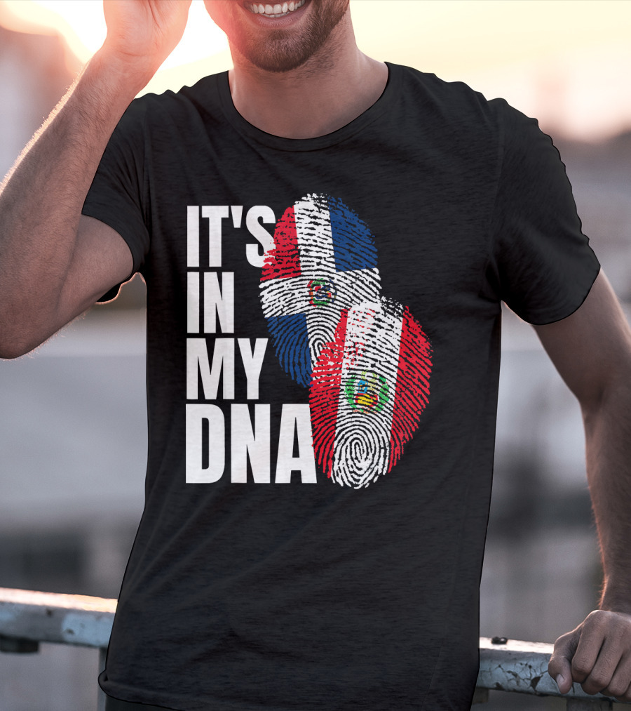 It's In My DNA Peruvian Dominican Fingerprint Flag T-Shirt