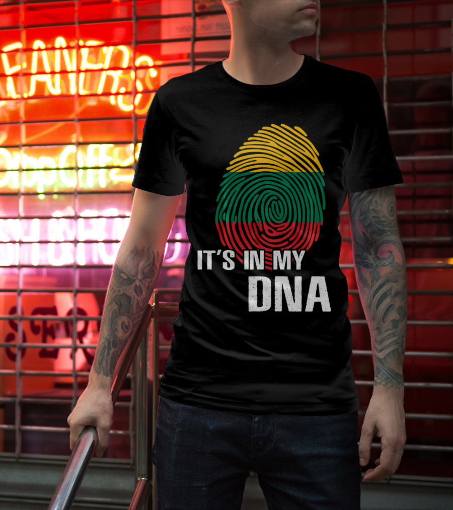 It's In My DNA Lithuania Fingerprint Lithuanian Flag T-Shirt