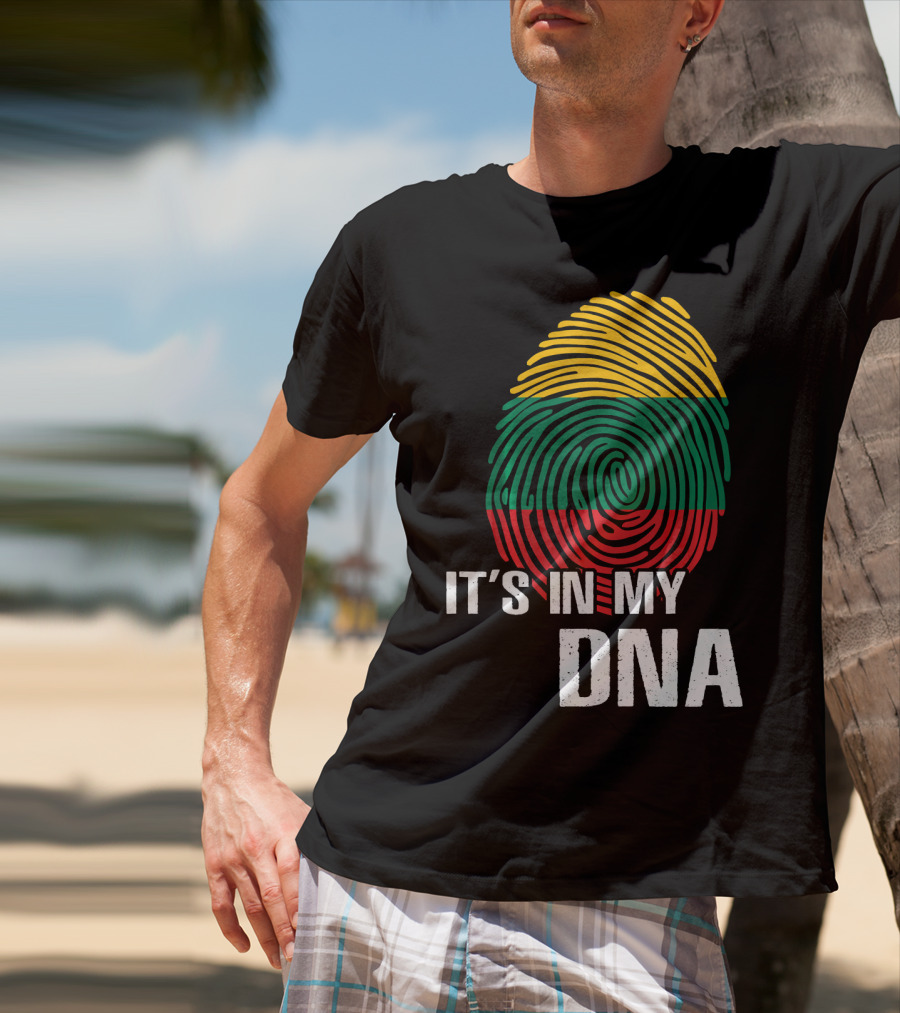 It's In My DNA Lithuania Fingerprint Lithuanian Flag T-Shirt