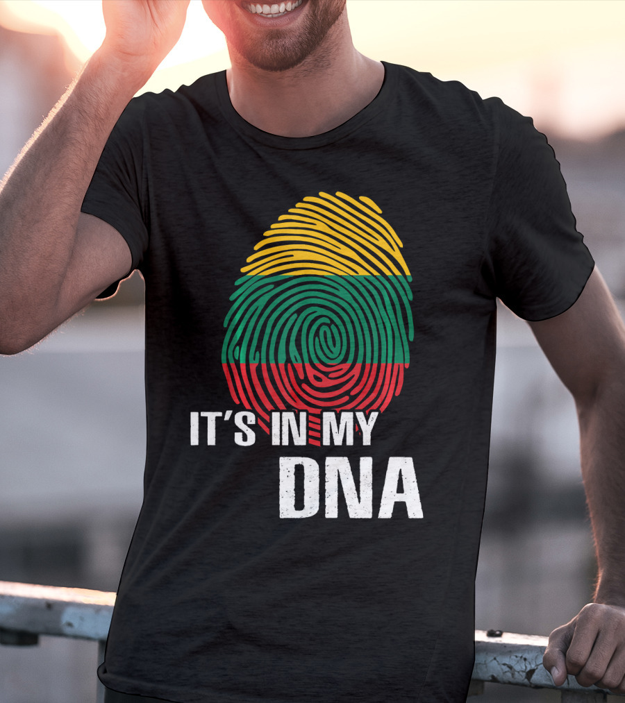 It's In My DNA Lithuania Fingerprint Lithuanian Flag T-Shirt