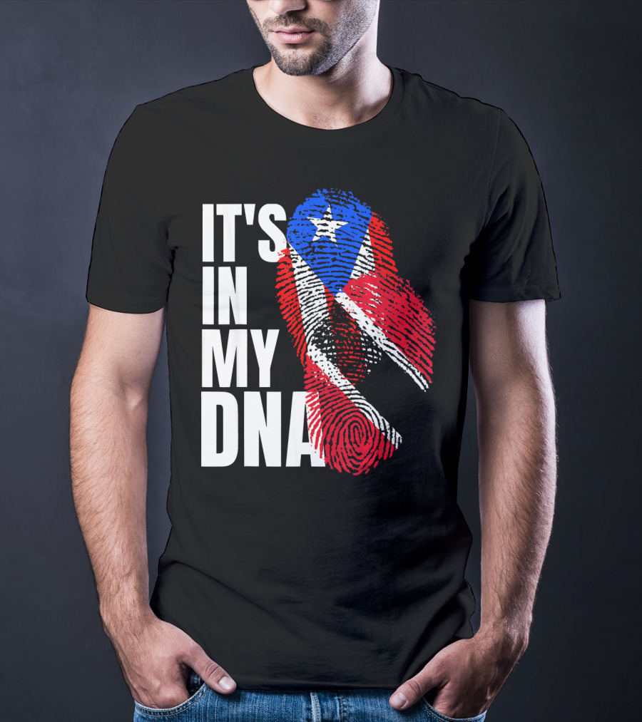 Trinidadian And Boricua Mix It's In My DNA Flag Fingerprint T-Shirt