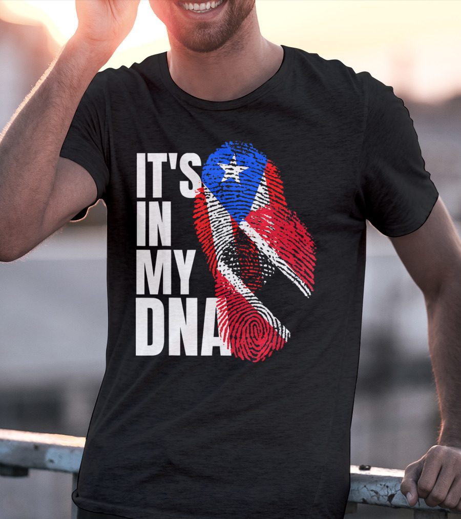 Trinidadian And Boricua Mix It's In My DNA Flag Fingerprint T-Shirt