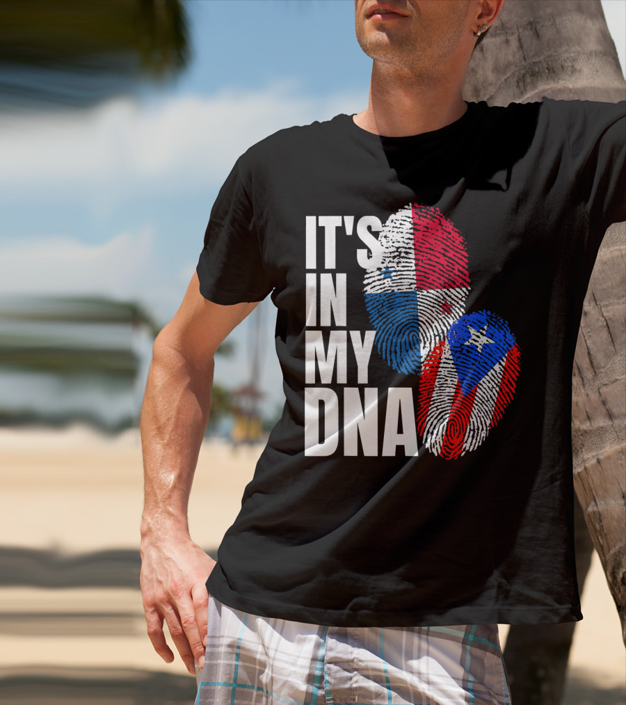 Panamanian Puerto Rican It's In My DNA Fingerprint Flag T-Shirt