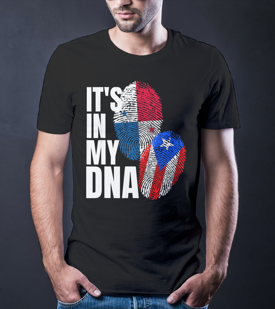 Panamanian Puerto Rican It's In My DNA Fingerprint Flag T-Shirt