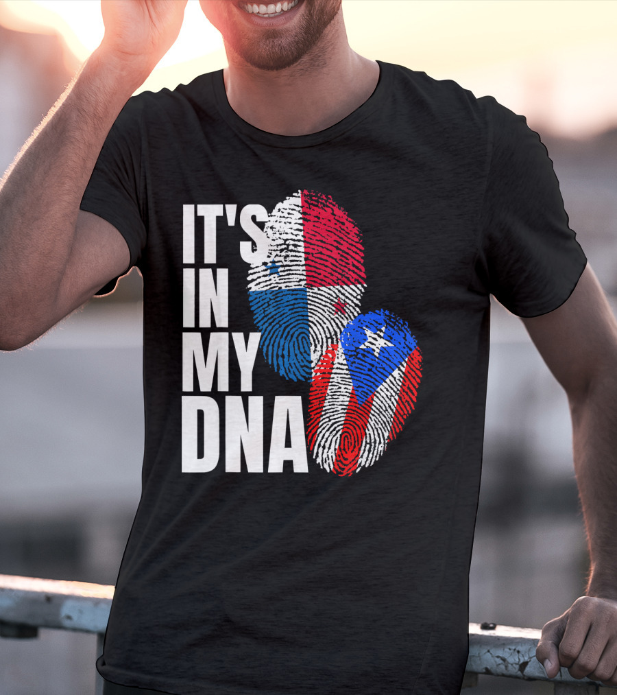 Panamanian Puerto Rican It's In My DNA Fingerprint Flag T-Shirt