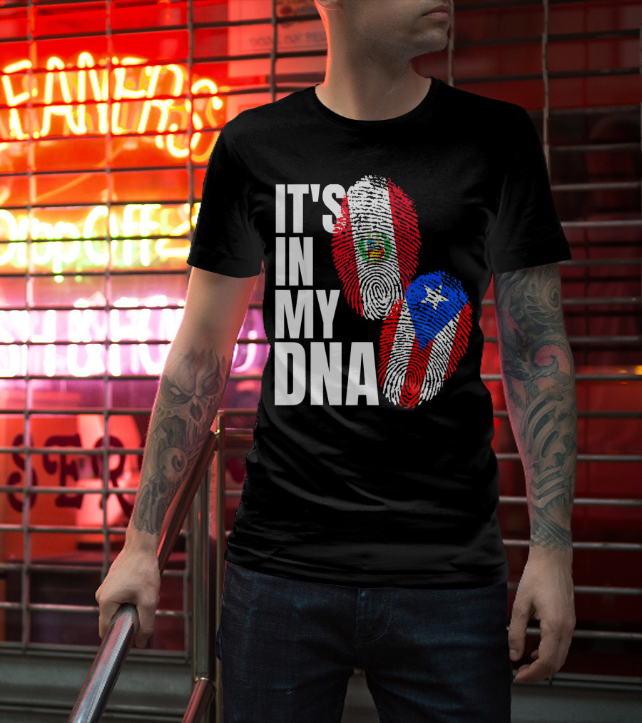 It's In My DNA Peruvian And Puerto Rican Flag Heritage T-Shirt