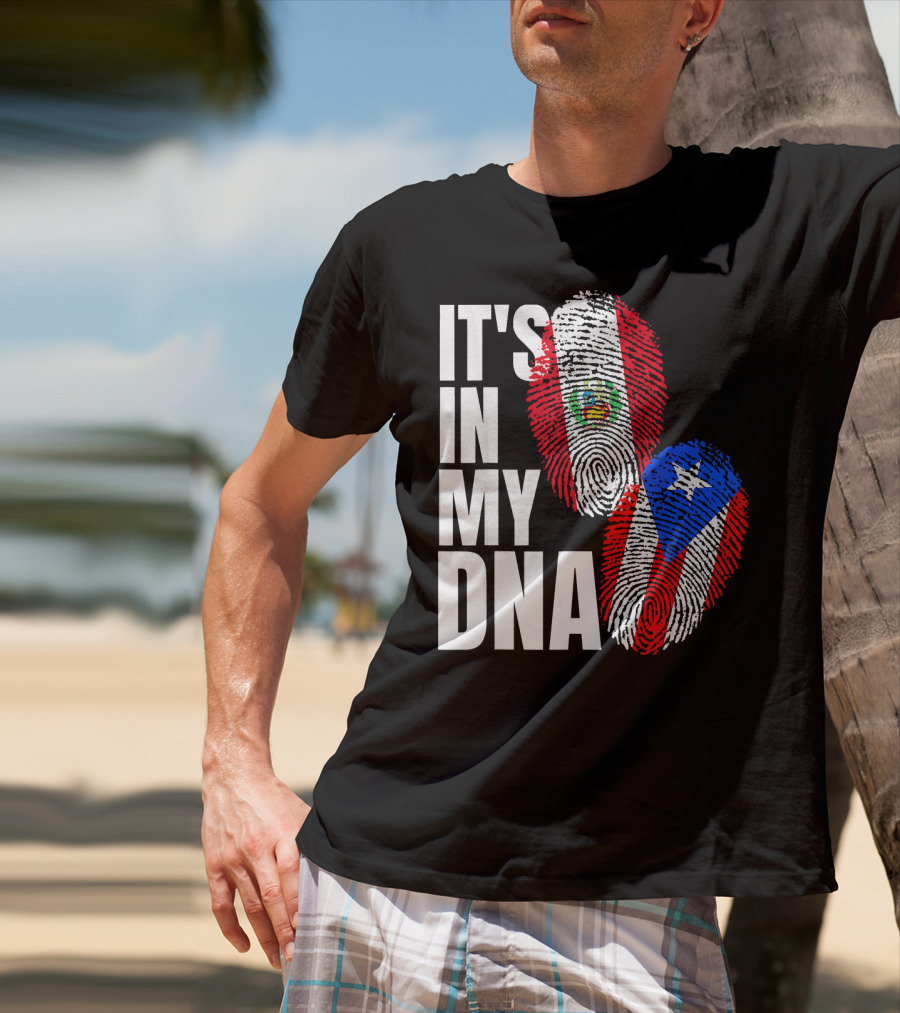 It's In My DNA Peruvian And Puerto Rican Flag Heritage T-Shirt