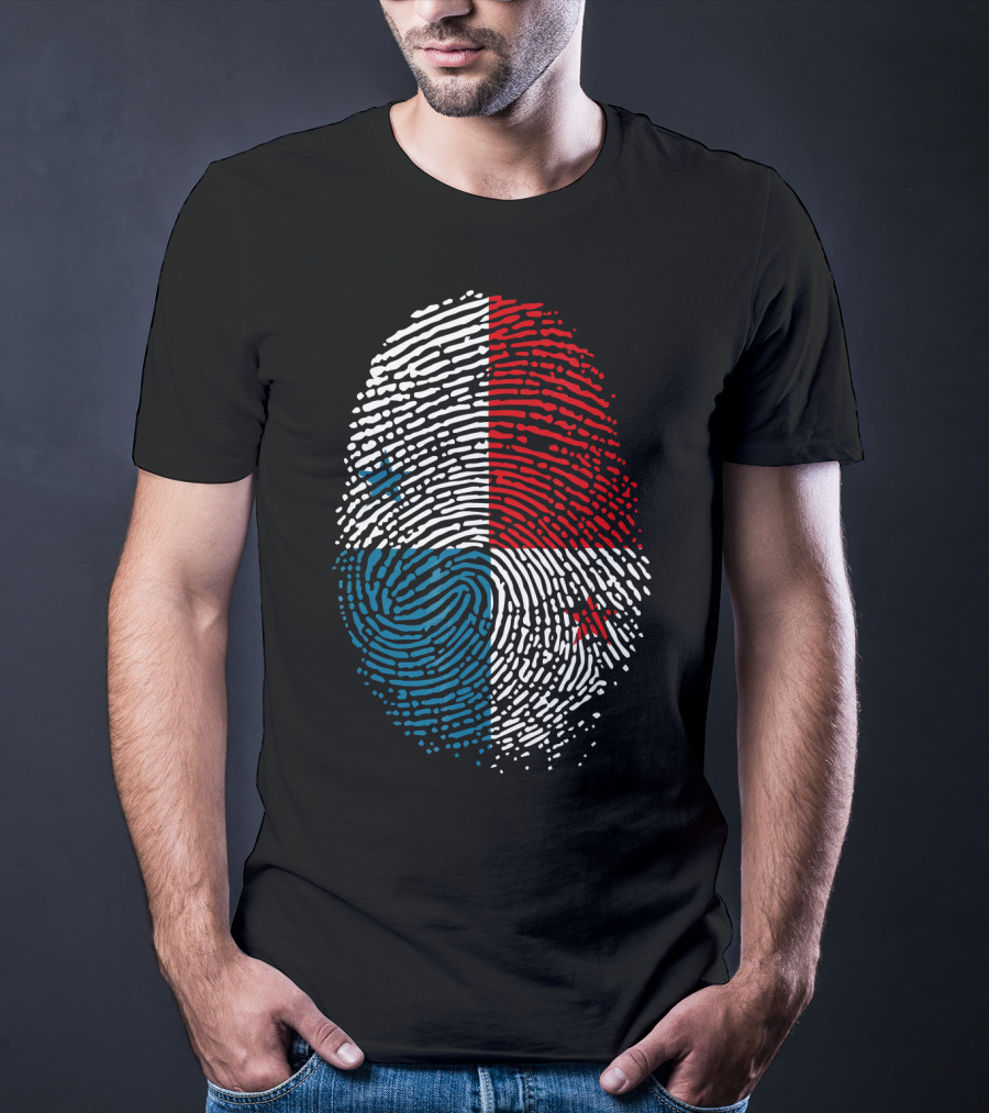Panama Flag Fingerprint DNA For Birthday T-Shirt