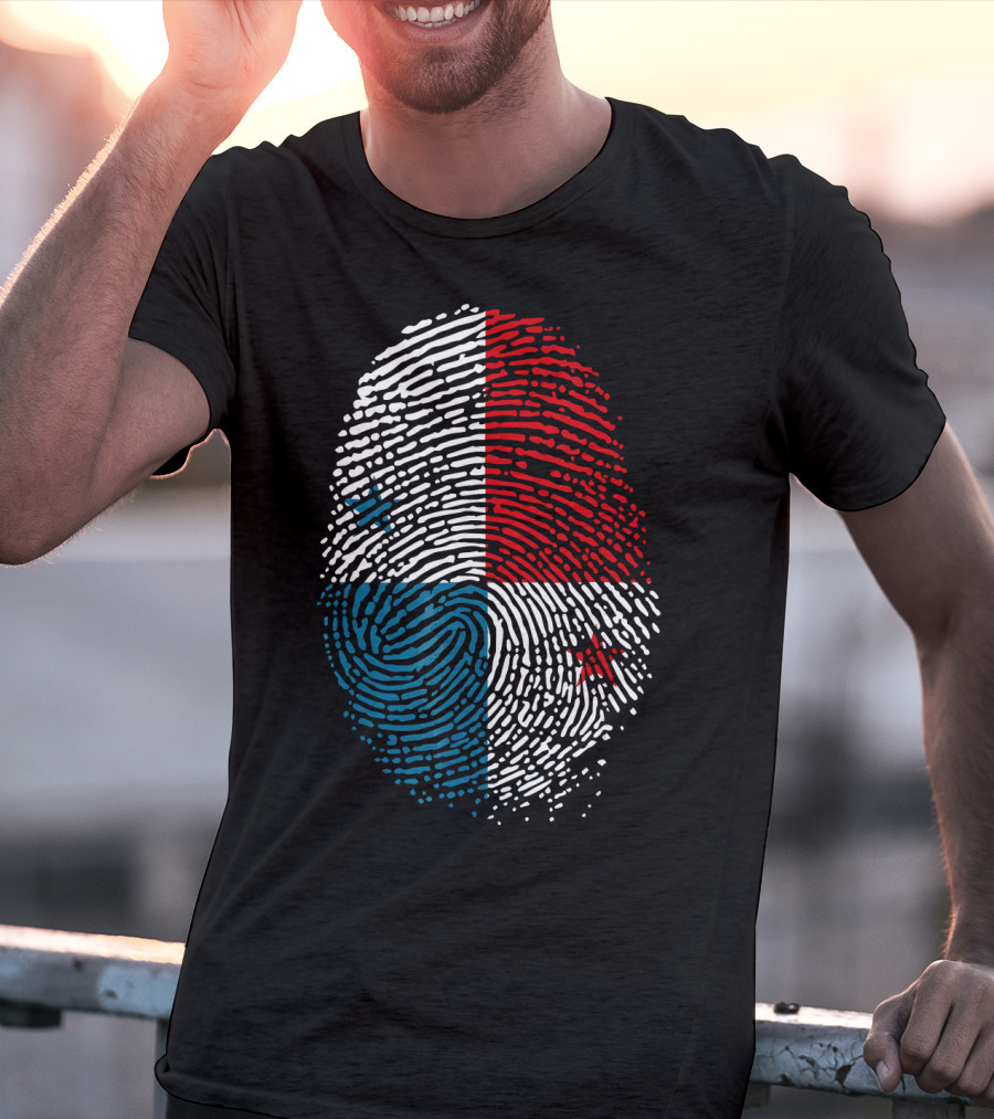 Panama Flag Fingerprint DNA For Birthday T-Shirt