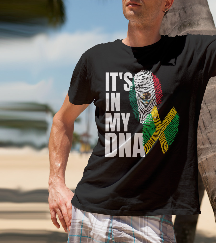 It's In My DNA Jamaican Mexican Flag Fingerprint Heritage T-Shirt