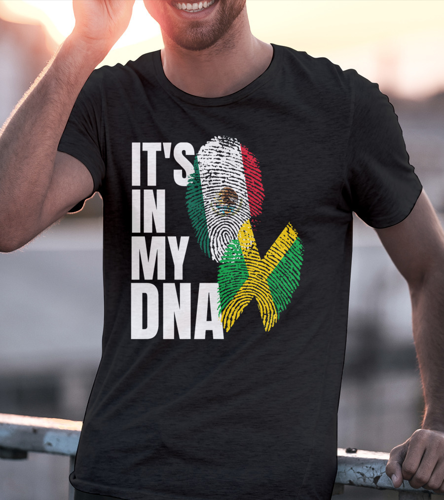 It's In My DNA Jamaican Mexican Flag Fingerprint Heritage T-Shirt