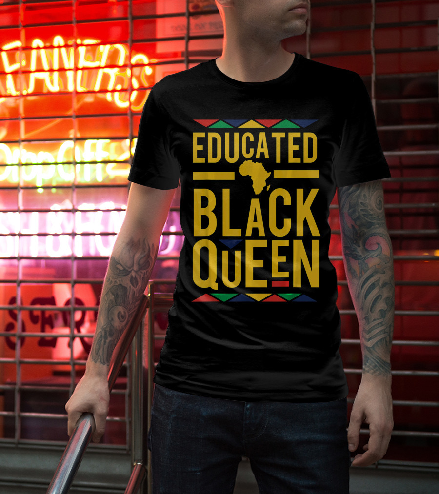 Educated Black Queen Africa Dashiki Colors T-Shirt