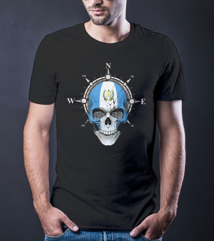 Guatemala Flag Skull Compass Guatemalan Directions T-Shirt