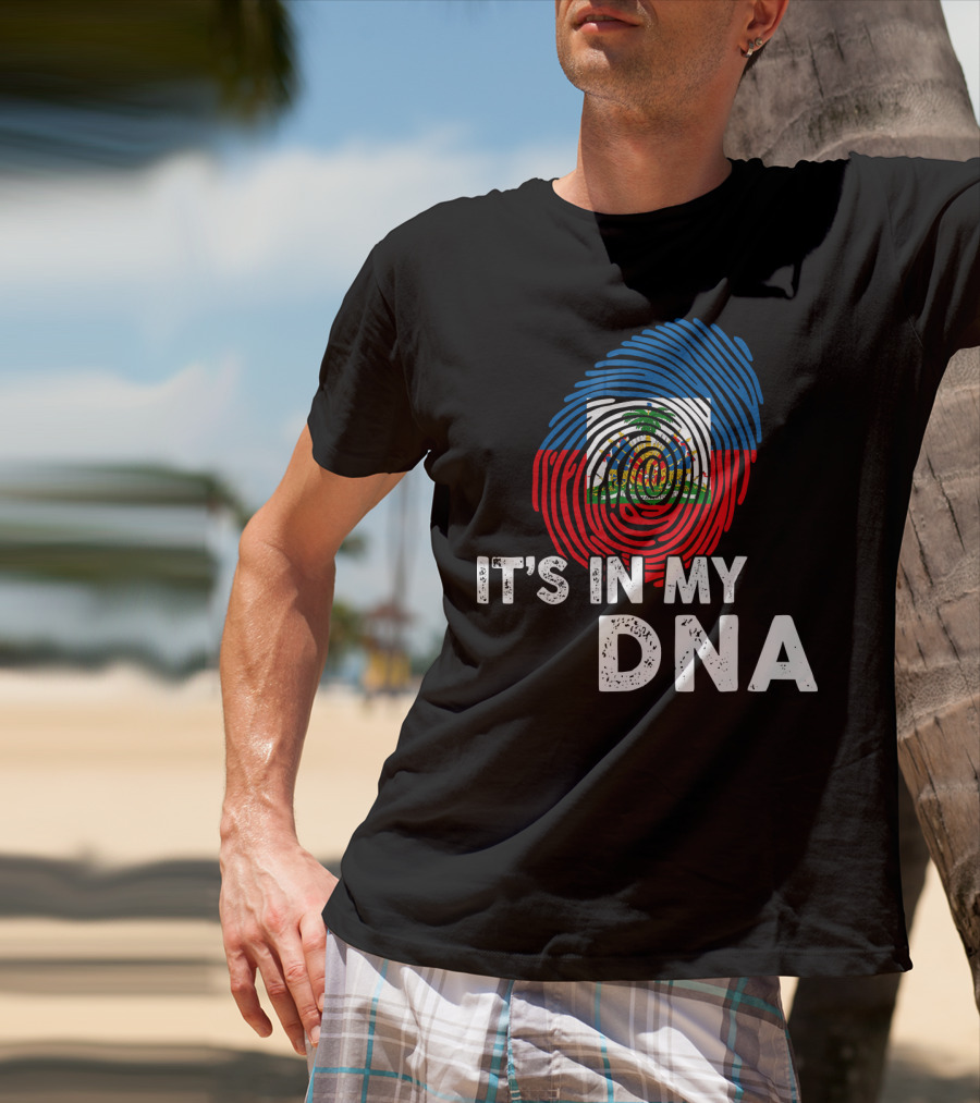 Haiti Flag Fingerprint It's In My DNA Haitian Pride T-Shirt