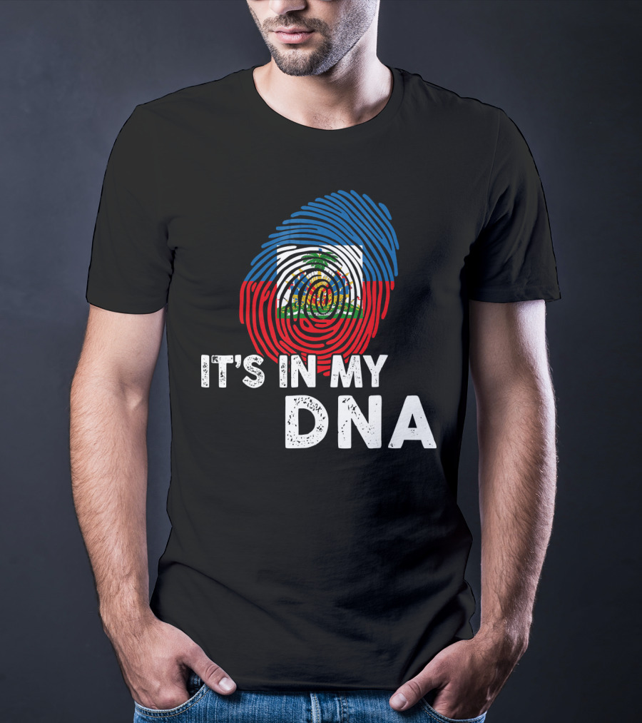 Haiti Flag Fingerprint It's In My DNA Haitian Pride T-Shirt