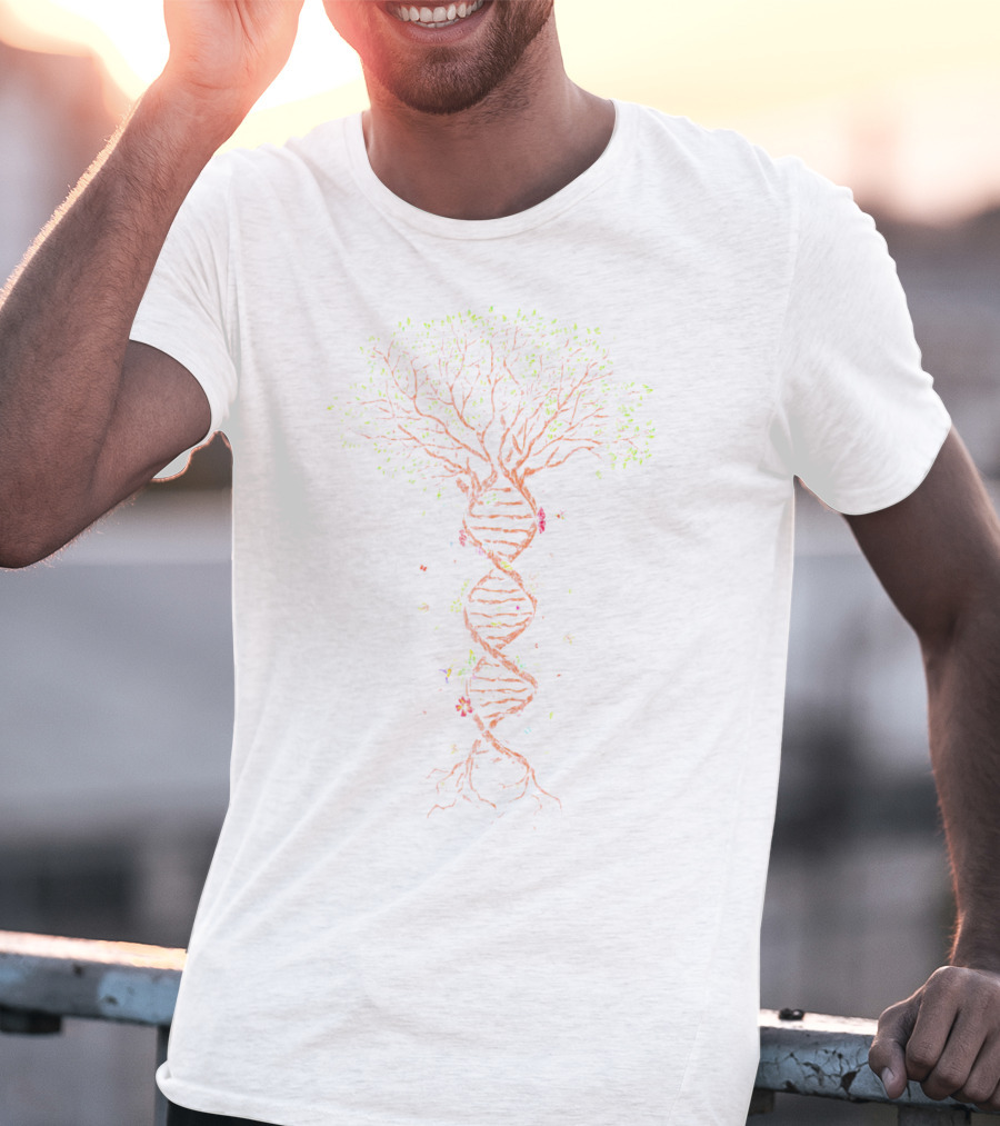 DNA Tree Of Life Green Vegan Biology Vin Nature Roots Branches Leafy Spiral T-Shirt