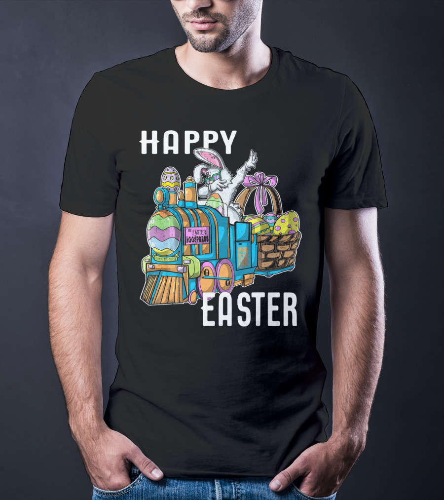 HAPPY EASTER Eggspress Bunny Train With Basket And Dabbing Rabbit T-Shirt