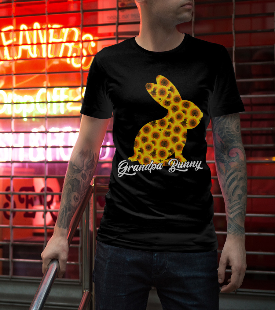 Grandpa Bunny Sunflower Floral T-Shirt
