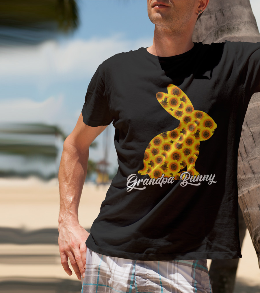 Grandpa Bunny Sunflower Floral T-Shirt