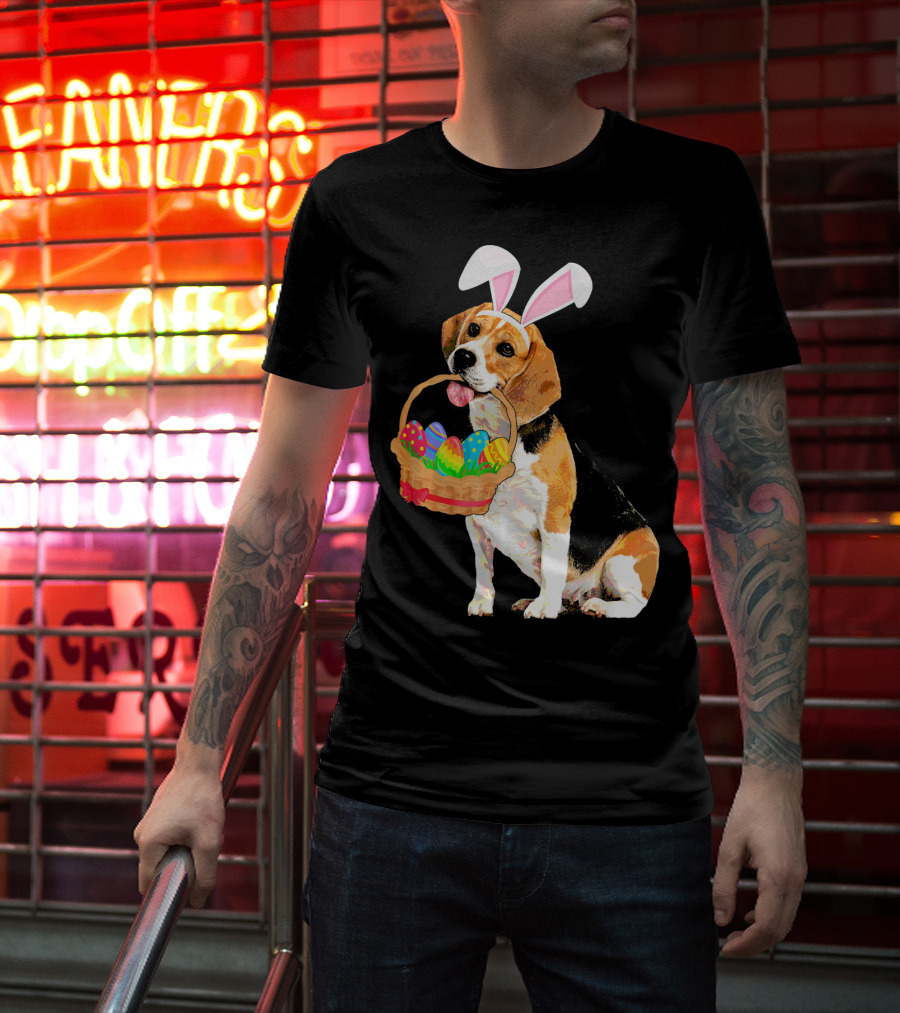 Beagle Bunny Easter Egg Basket Fun T-Shirt