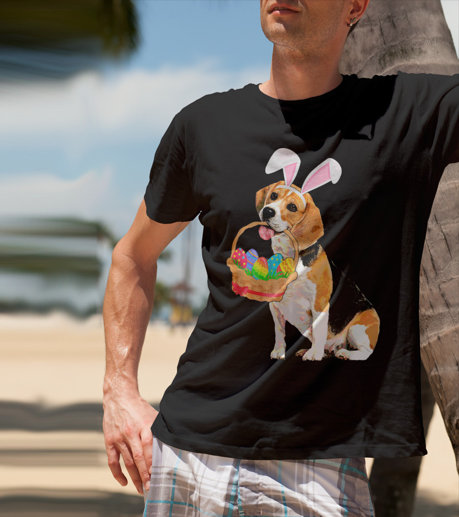 Beagle Bunny Easter Egg Basket Fun T-Shirt