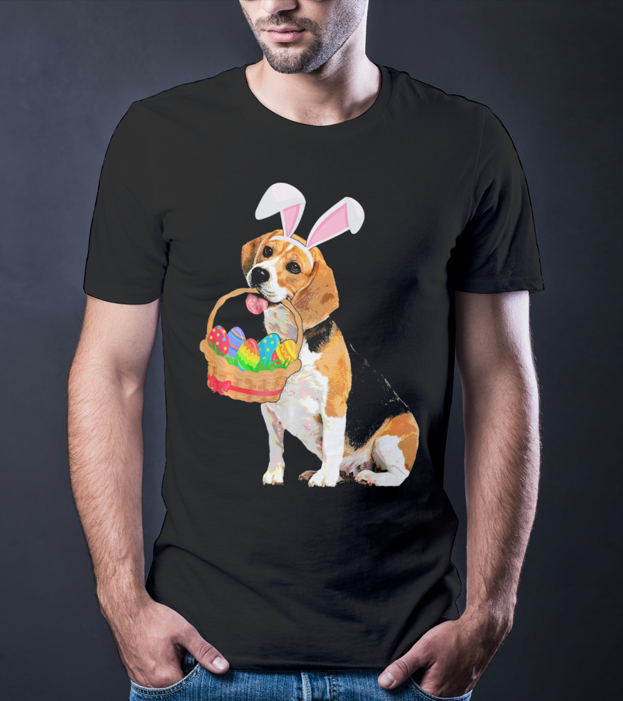 Beagle Bunny Easter Egg Basket Fun T-Shirt