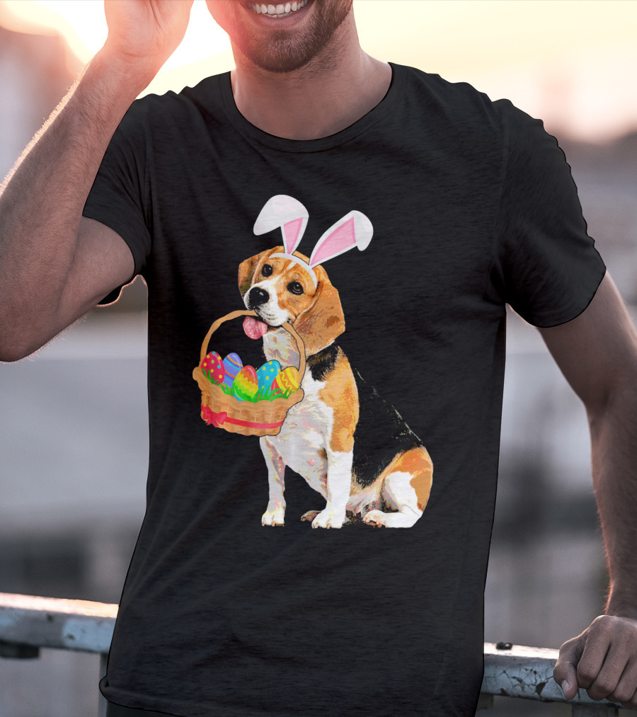 Beagle Bunny Easter Egg Basket Fun T-Shirt