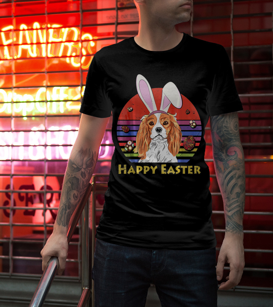 Happy Easter Cavalier King Charles Dog Bunny Headband T-Shirt