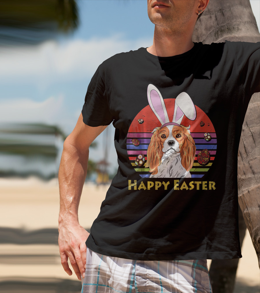 Happy Easter Cavalier King Charles Dog Bunny Headband T-Shirt