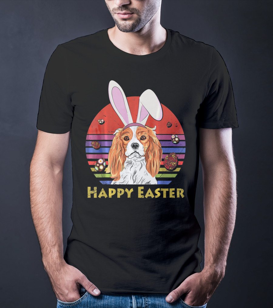 Happy Easter Cavalier King Charles Dog Bunny Headband T-Shirt