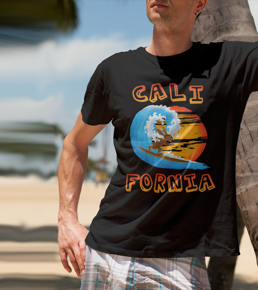 California Surfing Rabbit Easter Wave Sun T-Shirt