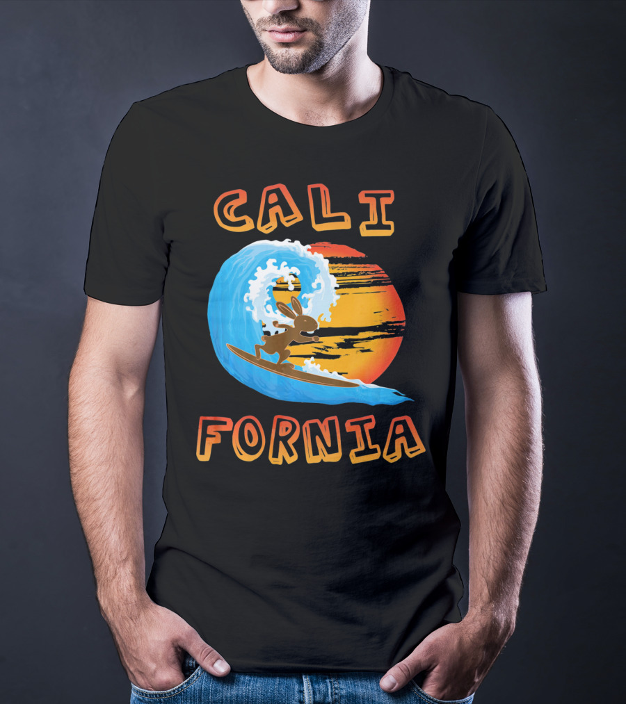 California Surfing Rabbit Easter Wave Sun T-Shirt