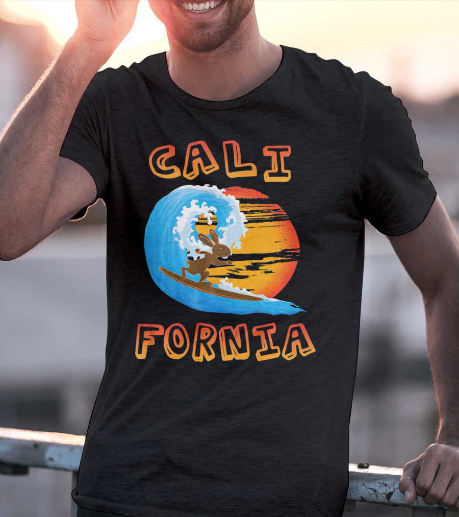 California Surfing Rabbit Easter Wave Sun T-Shirt
