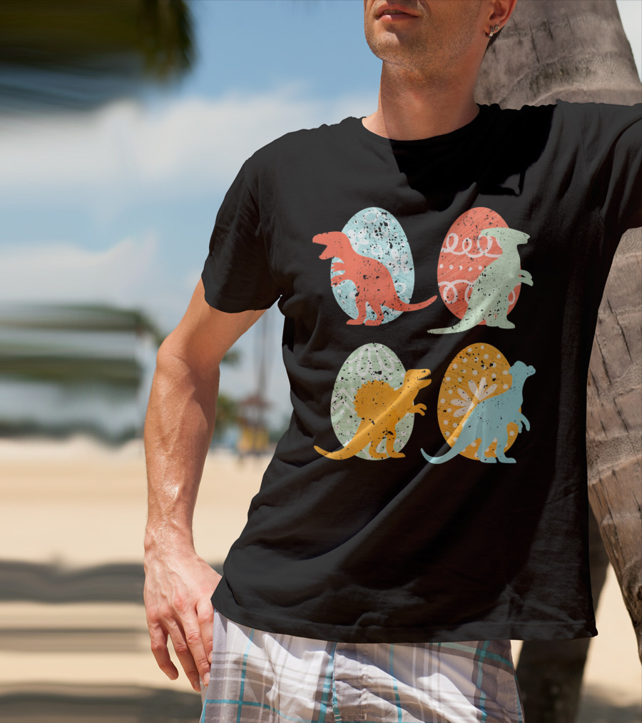 Colorful Easter Dinosaur Eggs With T-Rex Stegosaurus And More T-Shirt