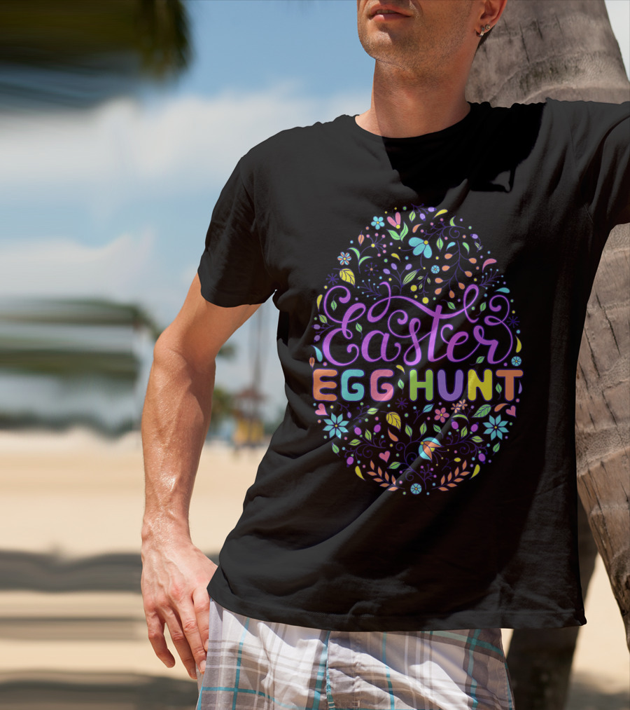 Easter Egg Hunt Colorful Floral T-Shirt