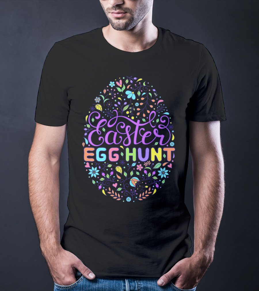 Easter Egg Hunt Colorful Floral T-Shirt