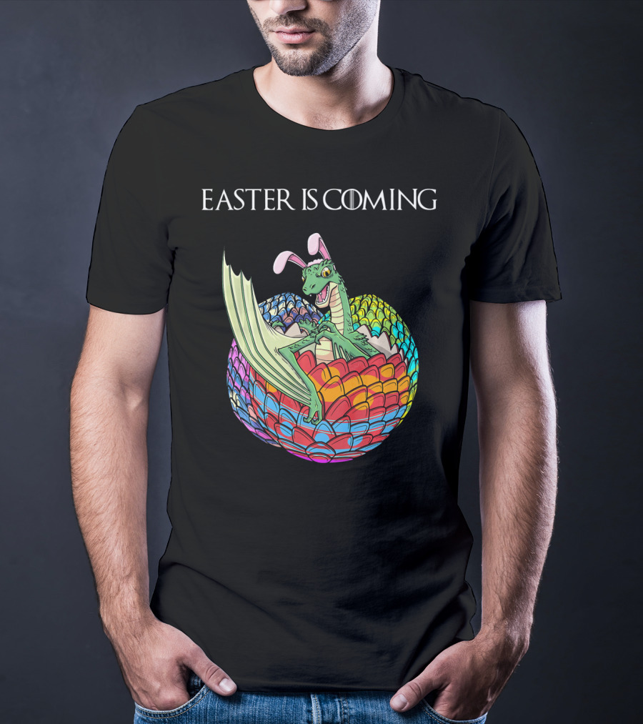 Easter Is Coming Dragon In Colorful Egg T-Shirt