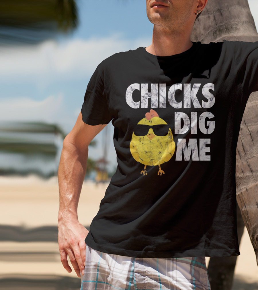 Kids Cute Easter Chicks Dig Me Sunglasses Chicken T-Shirt