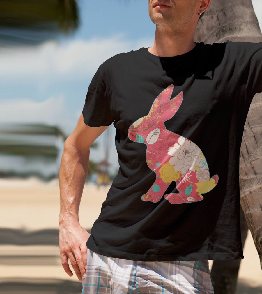 Retro Easter Bunny Vintage Floral T-Shirt