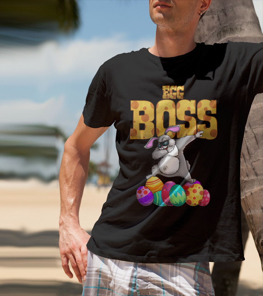 Egg Boss Cute Dabbing Easter Bunny With Colorful Eggs T-Shirt