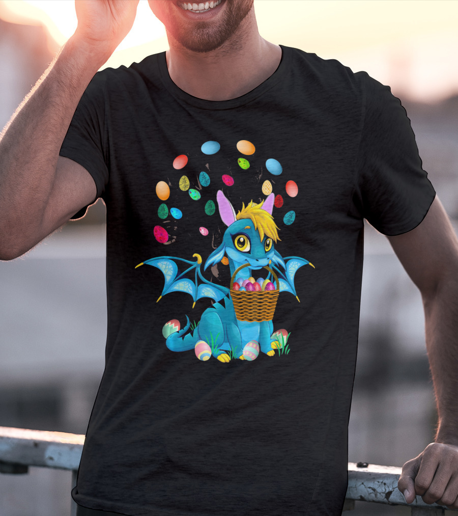 Dragon Bunny With Colorful Easter Egg Basket T-Shirt