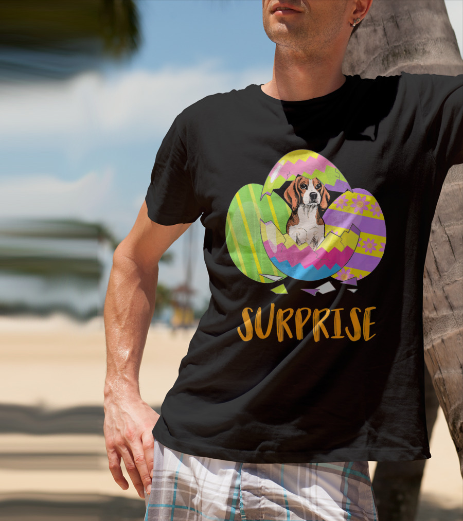 Surprise Beagle Bunny Funny Easter T-Shirt