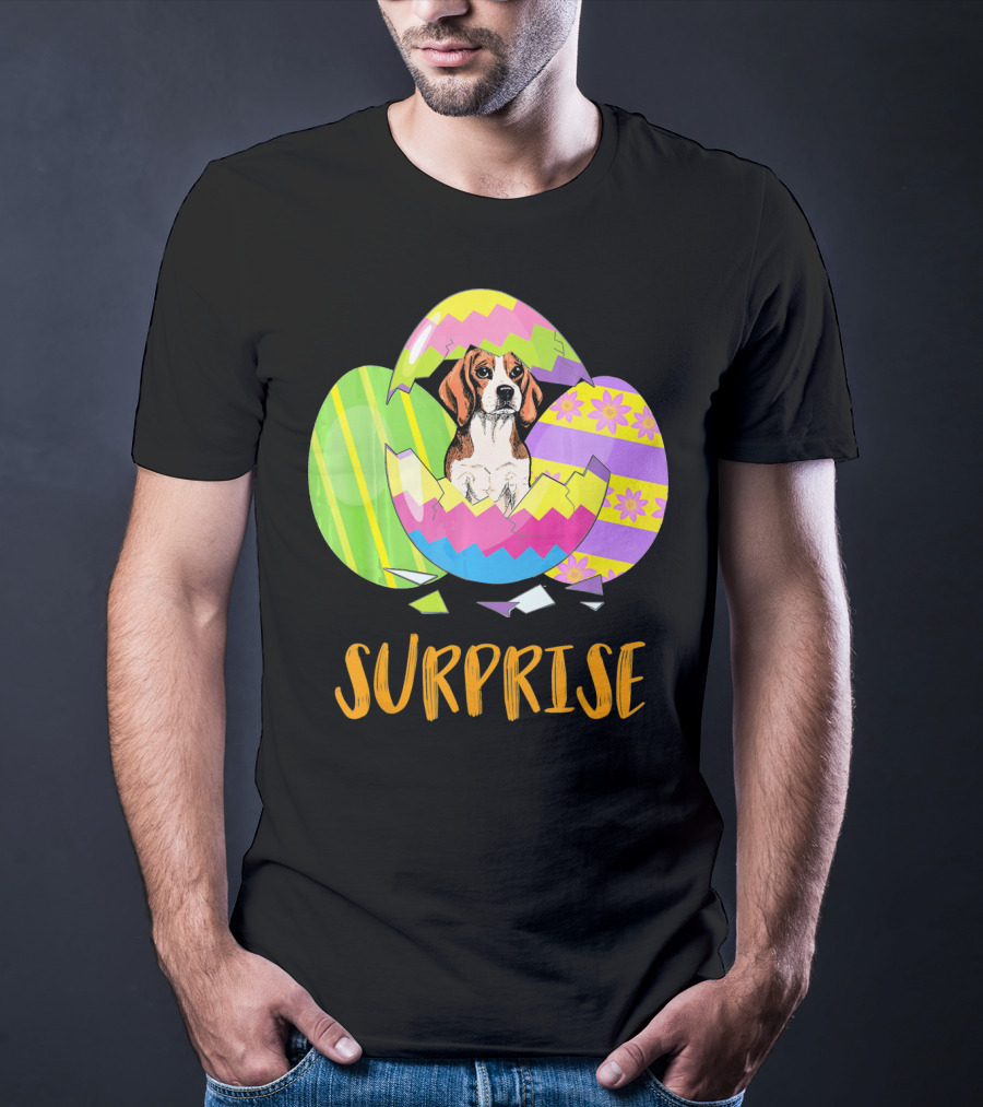 Surprise Beagle Bunny Funny Easter T-Shirt