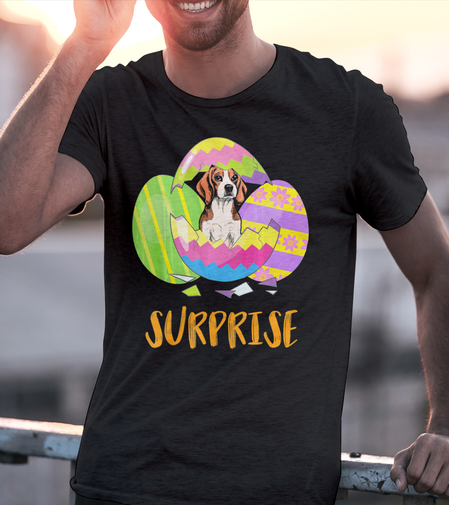 Surprise Beagle Bunny Funny Easter T-Shirt