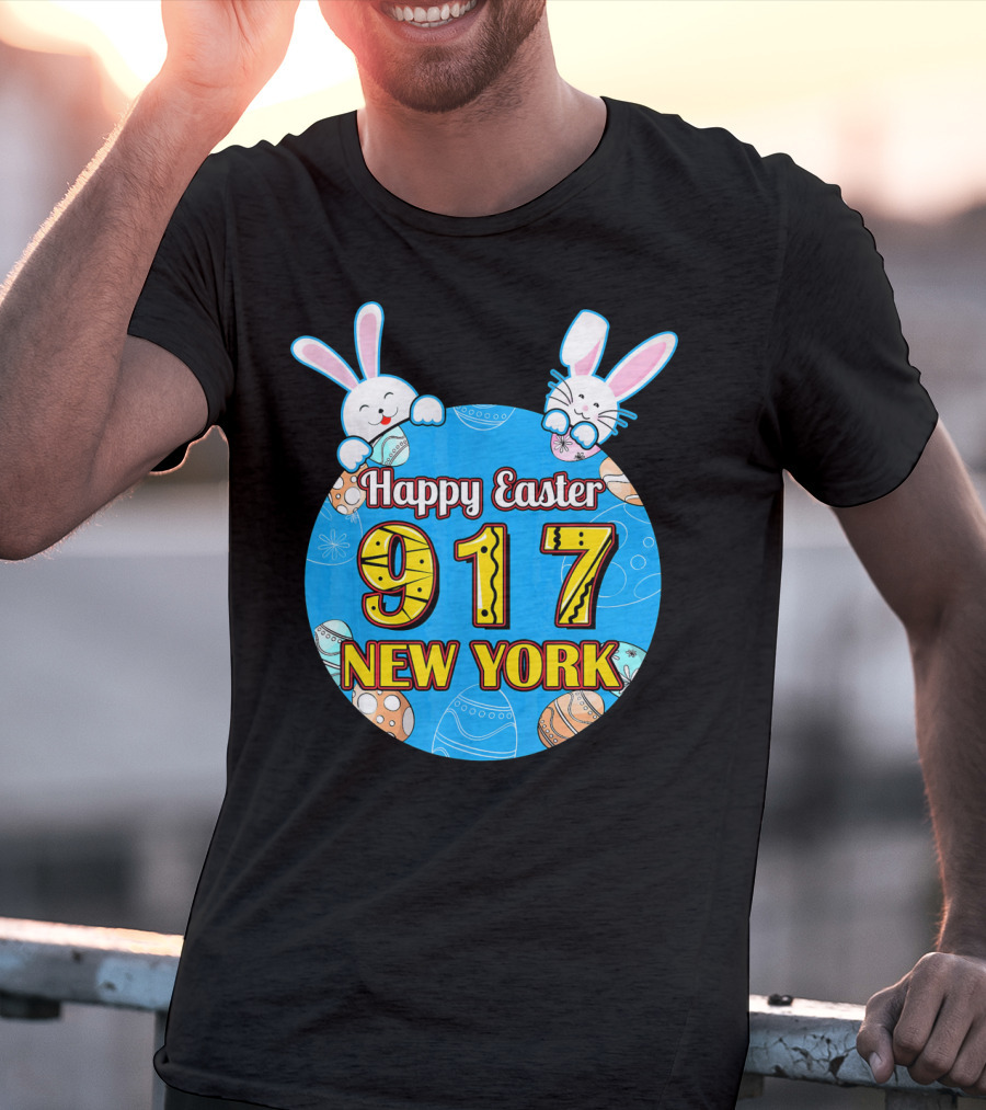 Happy Easter 917 New York With Bunnies And Eggs T-Shirt