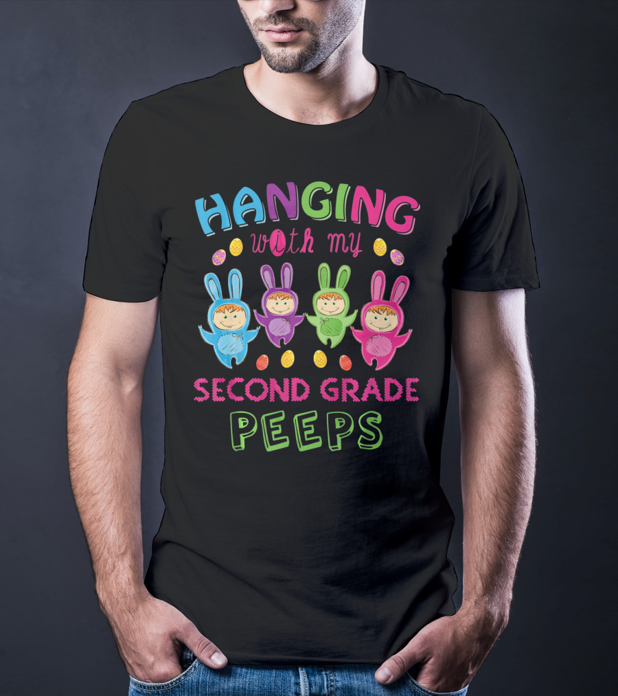 Hanging With My Second Grade Peeps Cute Bunny Kids T-Shirt