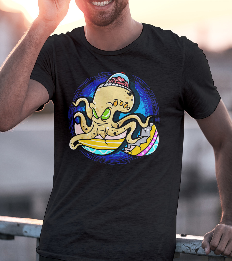 Alien Octopus Breaking Out Of Easter Egg Hunt Strategy T-Shirt