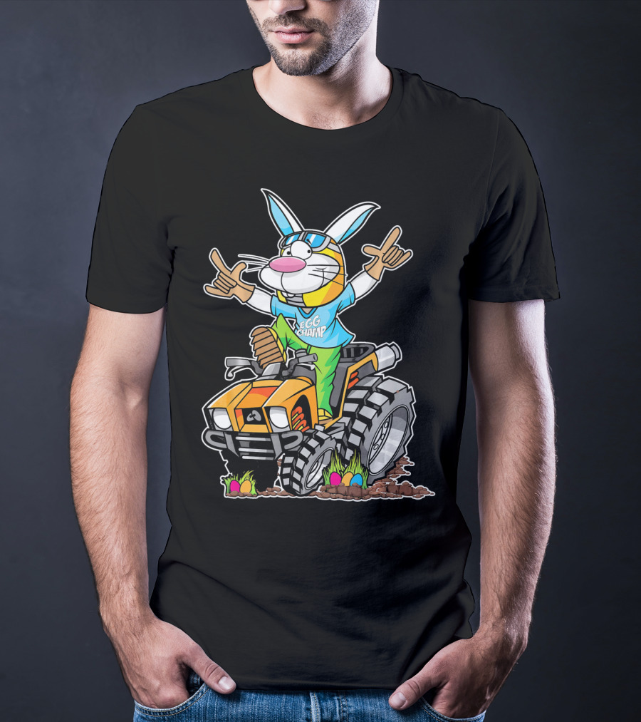 Easter Bunny Egg Champ Riding ATV With Easter Eggs And Sunglasses T-Shirt
