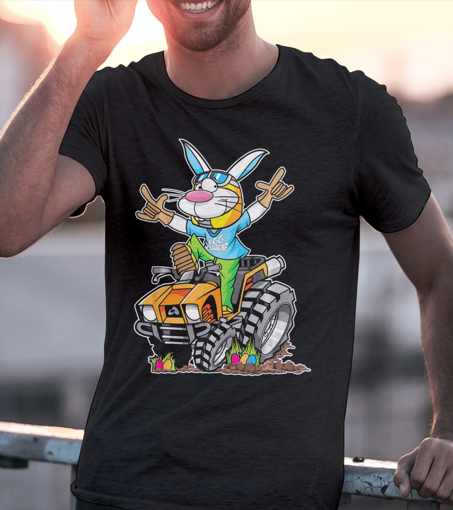 Easter Bunny Egg Champ Riding ATV With Easter Eggs And Sunglasses T-Shirt