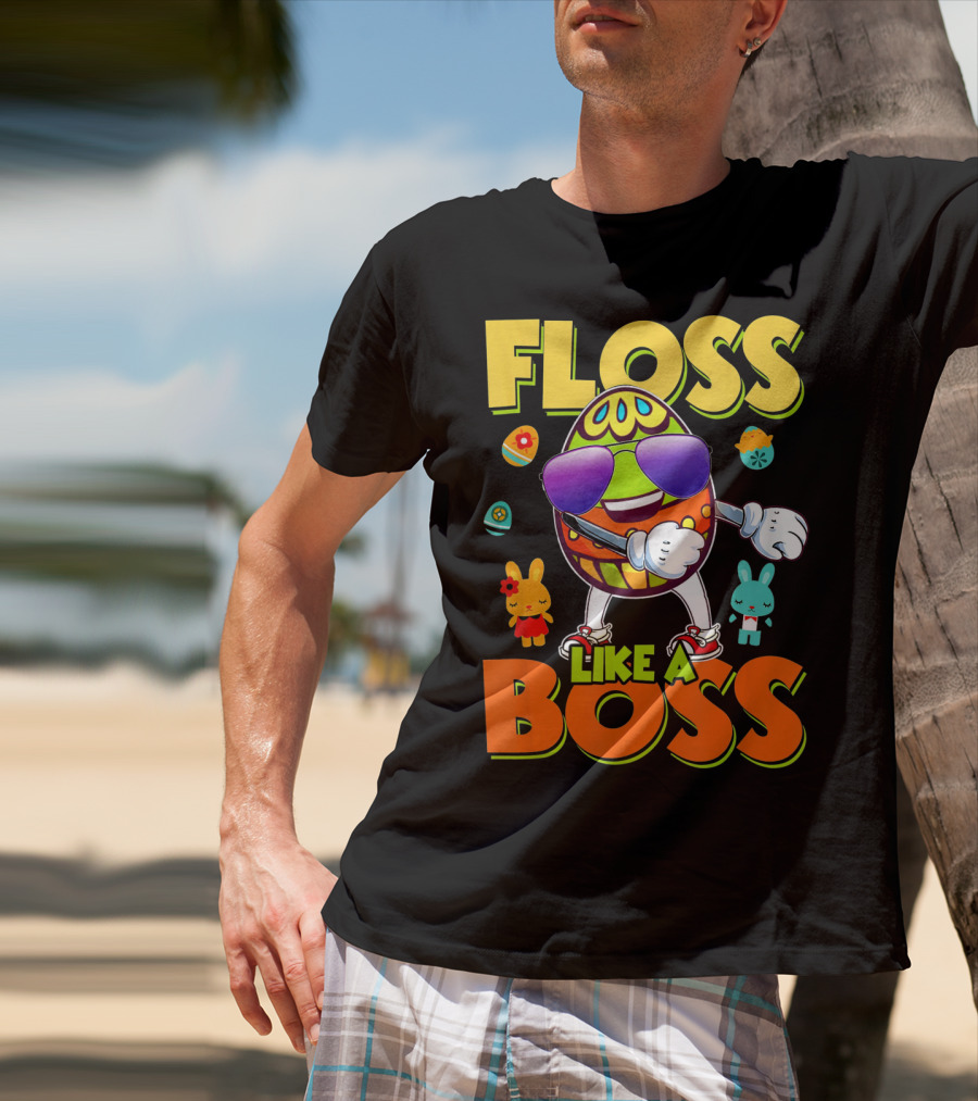 Floss Like A Boss Easter Egg With Kids And Bunnies T-Shirt